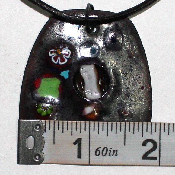 Black Corded Lobster Clasp Necklace With Unique Dark Pendant - Picture 4 of 9